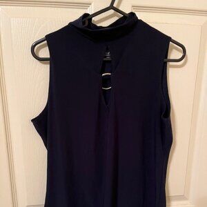 Suzie in the City Navy Blue Keyhole Top.  Size XL.